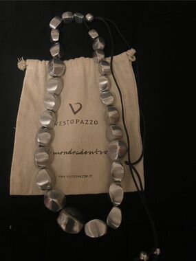 Silver Bead Necklace - Polished Metallic Statement